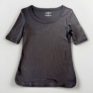 Talbot's Women's T-shirt 100A% Pima Cotton Black Half Sleeve Scoop Neck Petite P